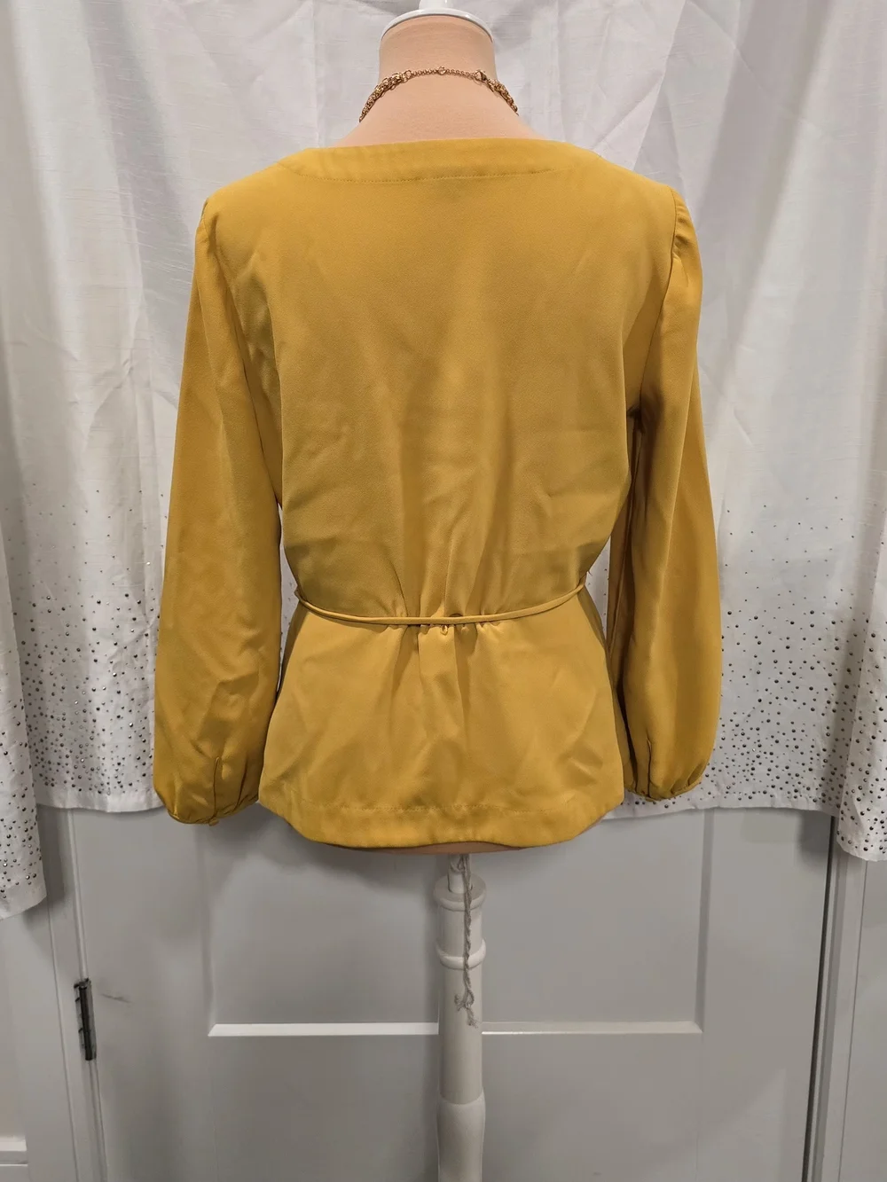 J. Crew Mustard Wrap-Front Peplum Top - Women's Sz 10
